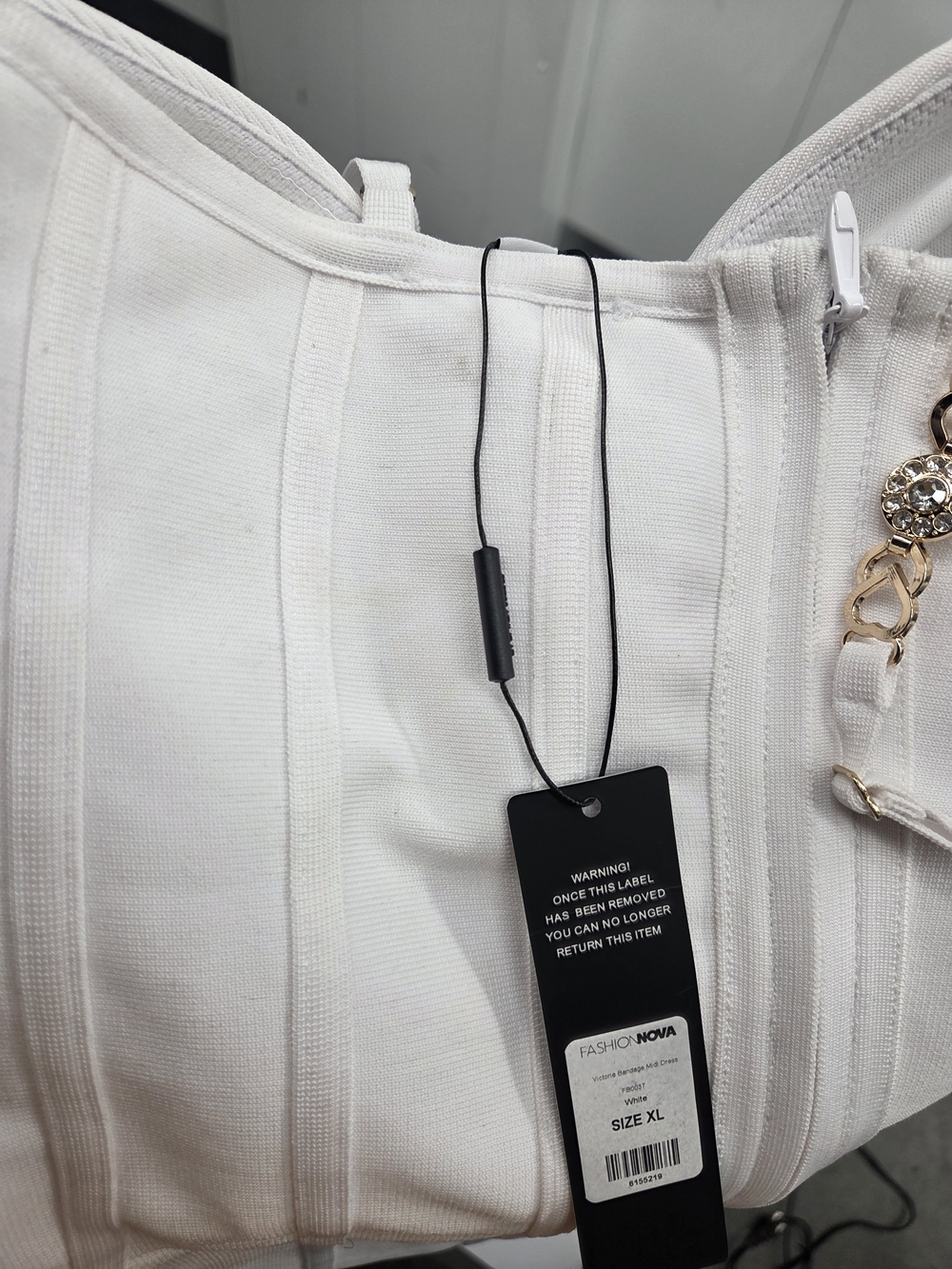 White Midi Corset Bodycon Dress - Picture 6 of 7
